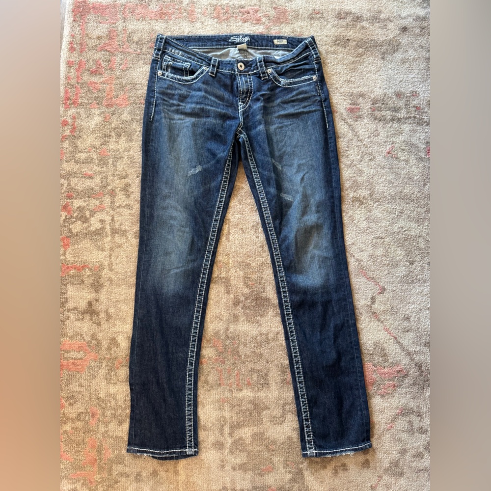 Silver Aiko Dark Blue Straight Leg Jeans